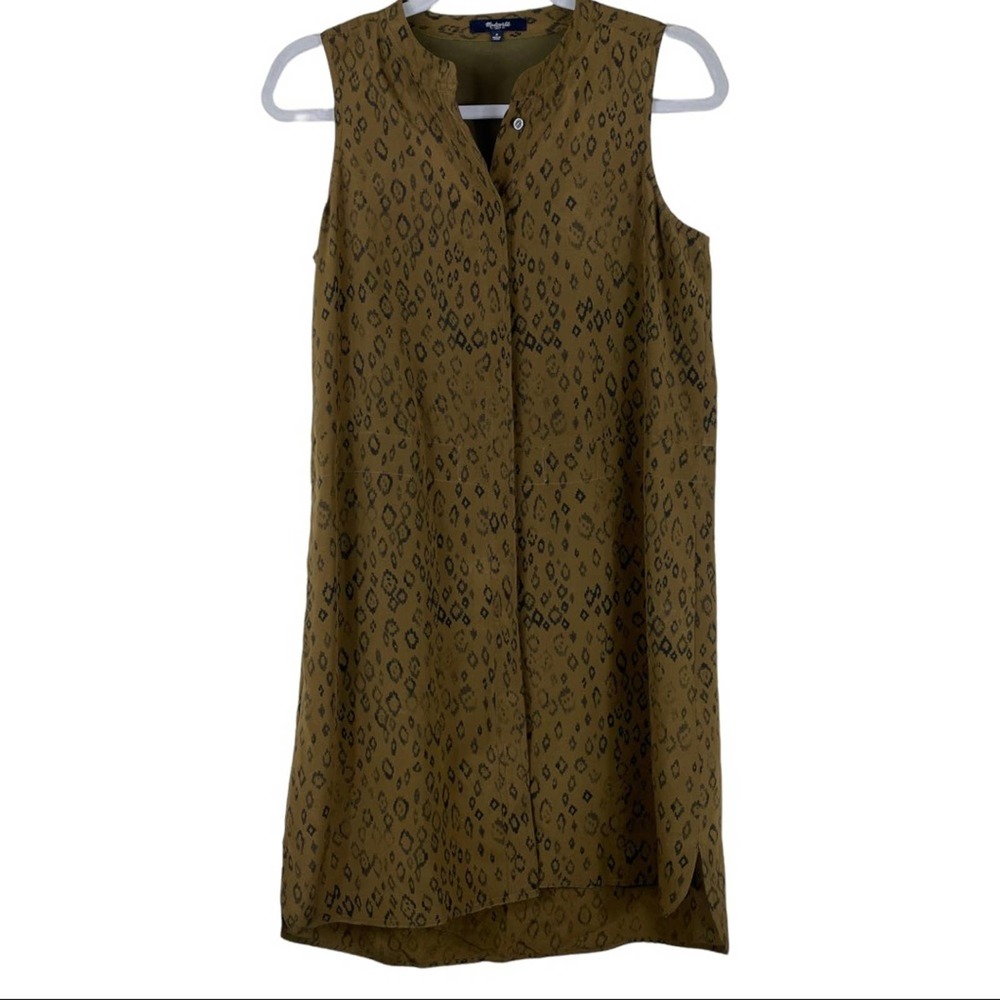 19) MADEWELL silk playa dress in leopard fade without waist tie sz S - Picture 2 of 8